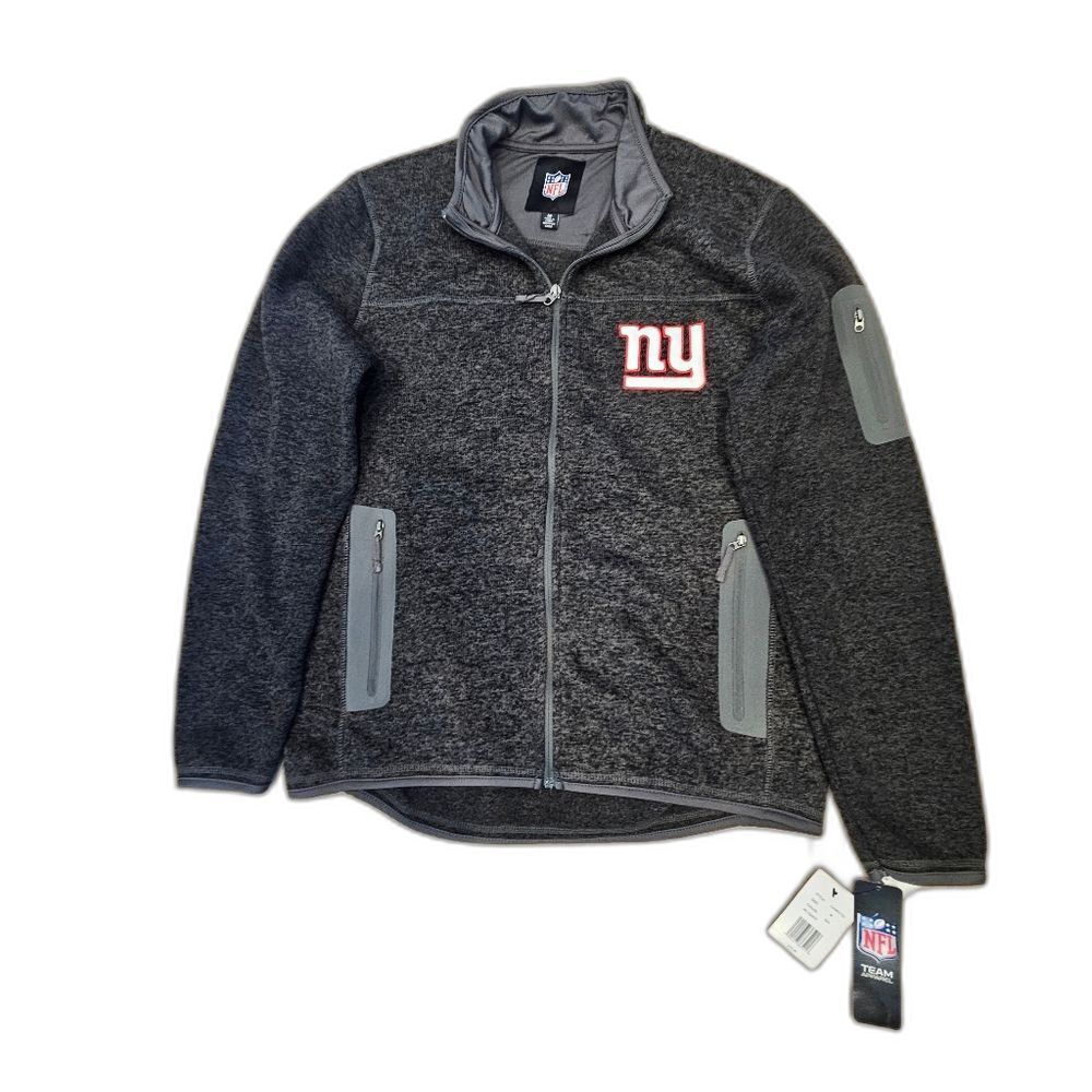 Authentic NFL NY Giants Carbon Sweater Sz M New Zips Up Front with Pockets